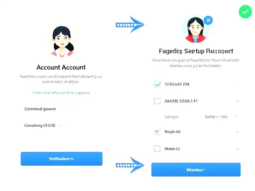 Account setup steps and verification checklist cards for casino onboarding